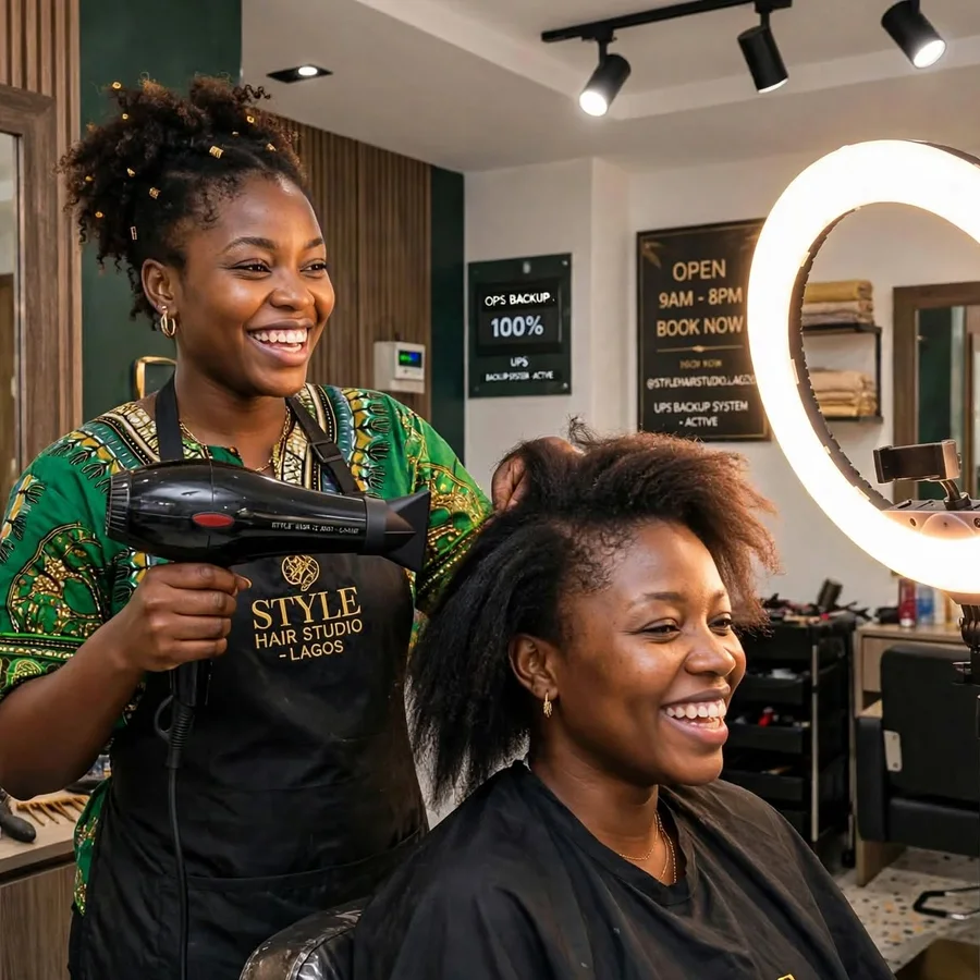 Hairstylist working in a Lagos salon
